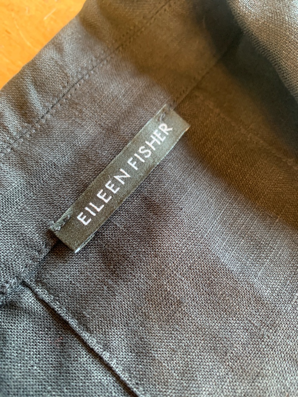 Eileen Fisher Black Short-Sleeve Linen  Button Down Dress - Picture 2 of 16